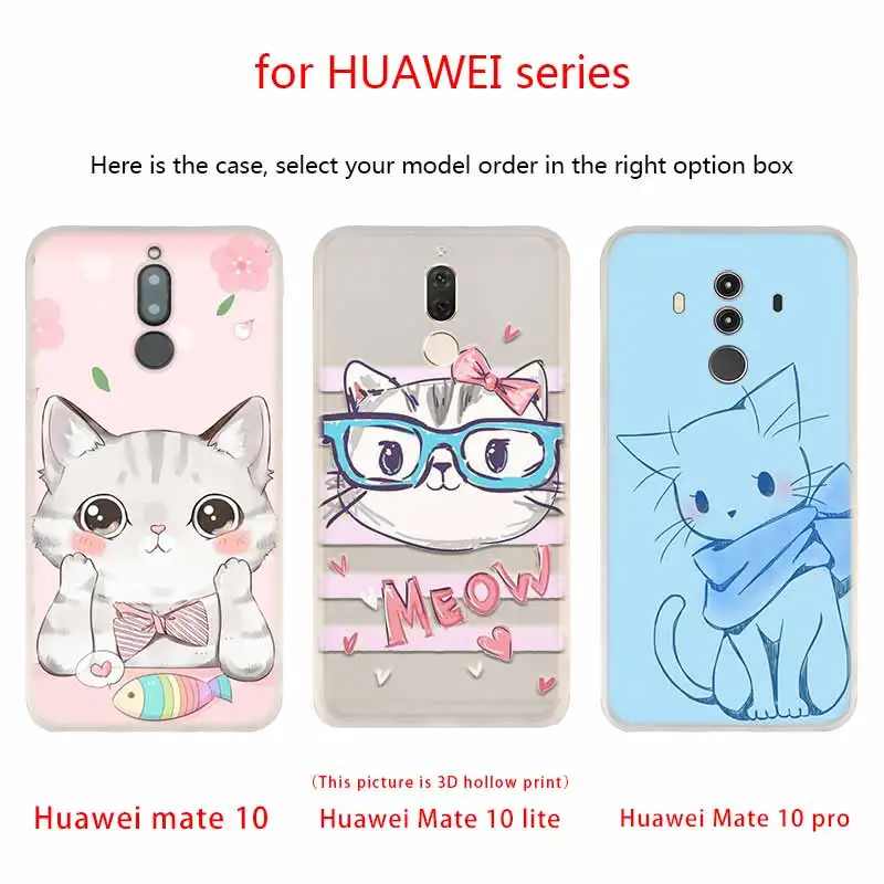 Новогодние подарки милый чехол с кошками мягкие силиконовые чехлы для Huawei Mate 10 Lite