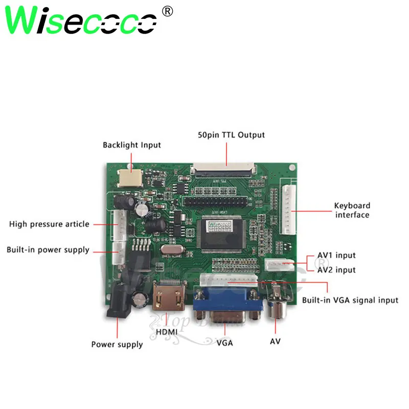 Wisecoco 7 дюймовый сенсорный ЖК экран 1280*800 для raspberry pi с HDMI + VGA 2AV плата