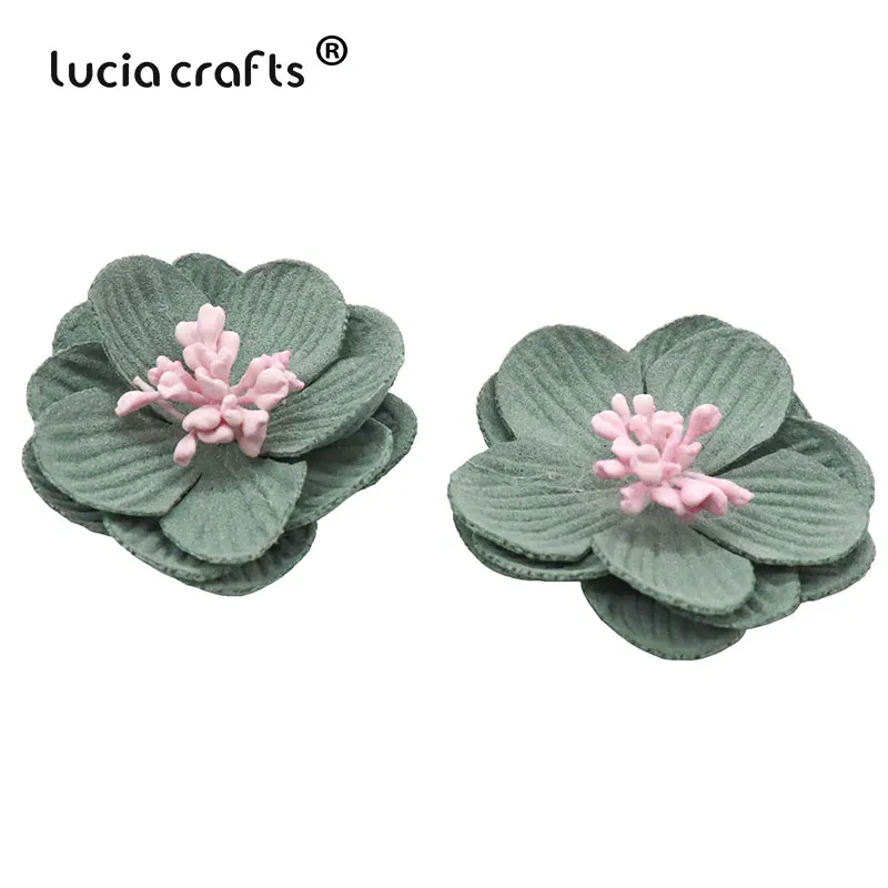 Lucia crafts 5 шт/6 шт 4 см искусственная кожа Цветок голова DIY свадебная обувь головной убор ручной работы аксессуары B0208 - Цвет: C4 Green 5pcs