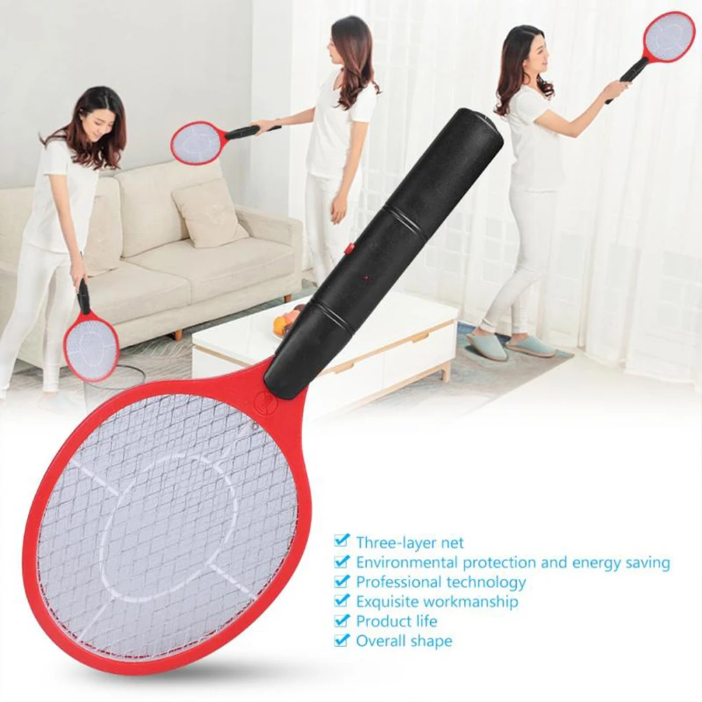 

Triple Nets House Fly Swatter Electric Pest Repeller Bug Zapper Racket Wireless Long Handle