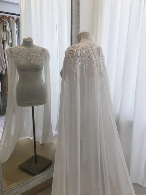 Женские кружевные длинные накидки белые шифоновые Свадебные кружевная накидка с