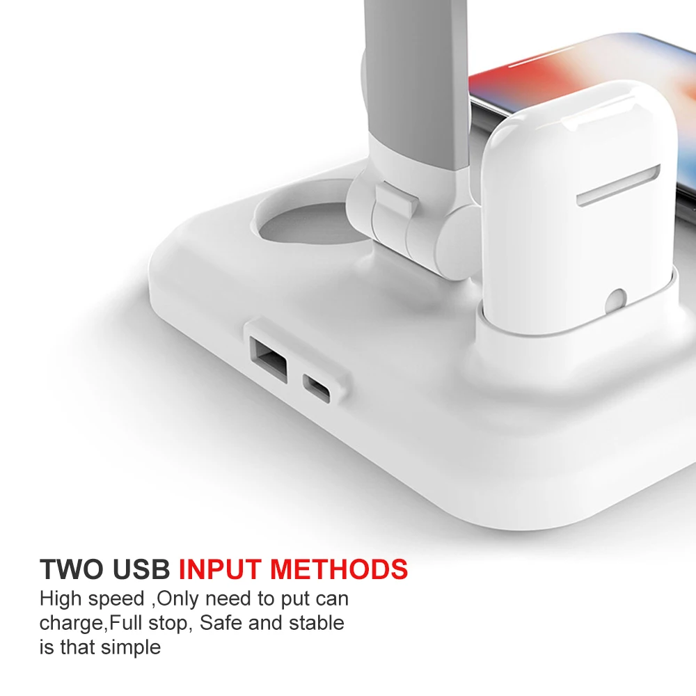 4 в 1 Qi Беспроводная зарядная док станция для Iphone 11 Pro Xs Max Xr X 8 Plus Apple Watch 3 2 Airpods USB