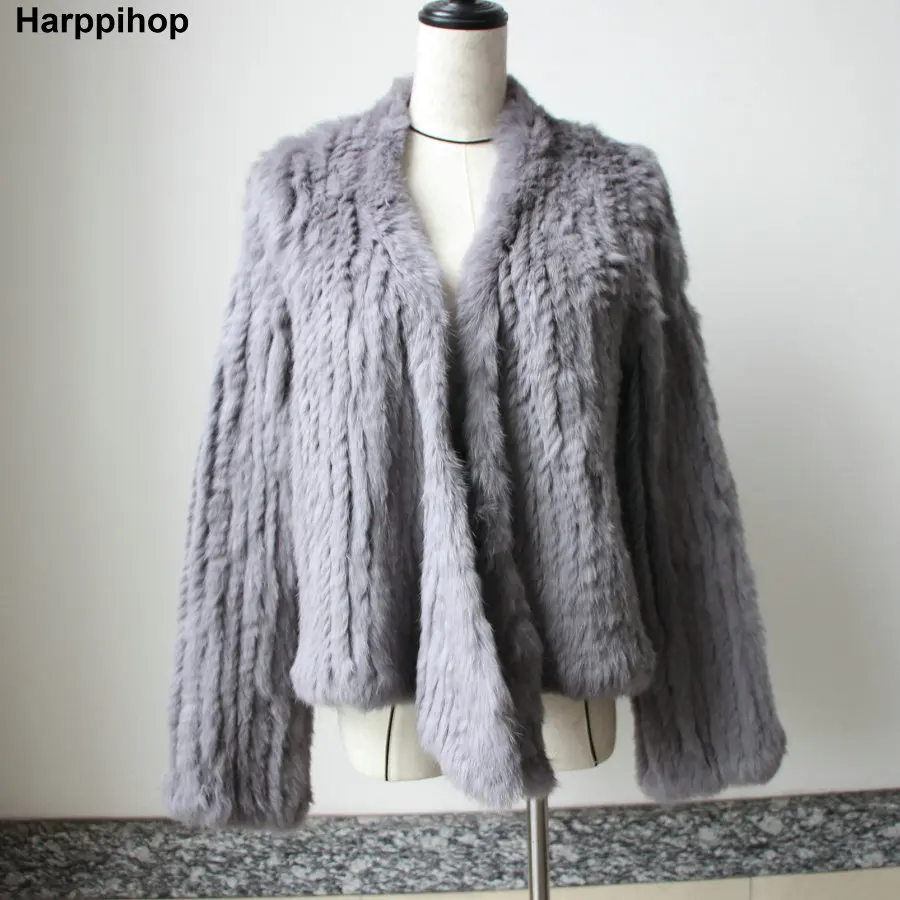 2021 New Winter Autumn Women Real Fur Coat Female Knitted Rabbit Coats Jacket Casual Thick Warm Fashion Slim Overcoat Clothing