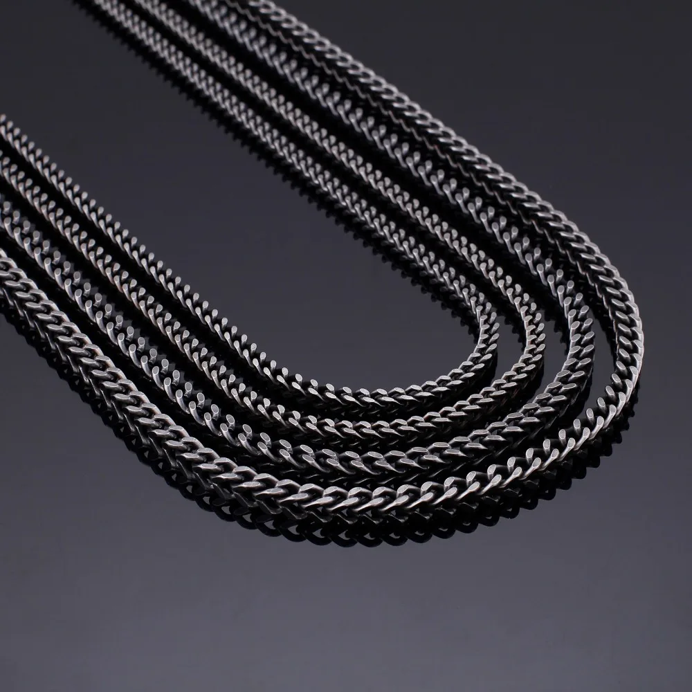 

4/5mm Titanium Stainless Steel Tennis Chain Necklace For Men Gun Color Vintage Link Chain Jewelry