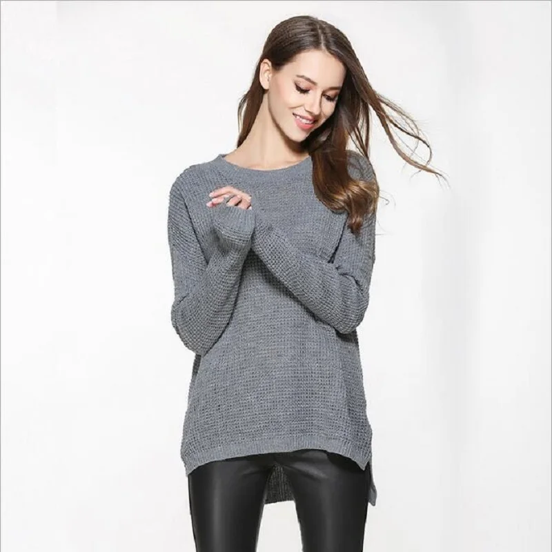 MOXFCIZO Sweater Shirt Women Jumper 2017 Spring Oversized Long Sleeve Knitwear Blue Loose Female Pullover | Женская одежда