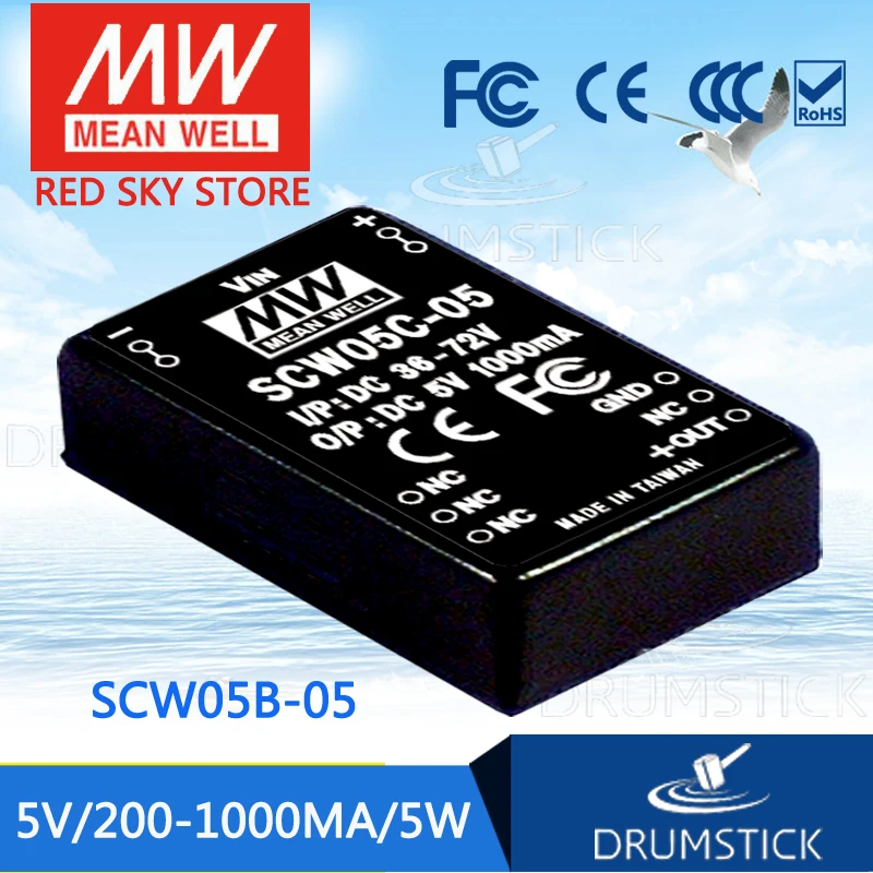 Бренд MEAN WELL представляет SCW05B-05 5V 1000mA meanwell SCW05 5В 5 Вт DC-DC регулируется одной Выход