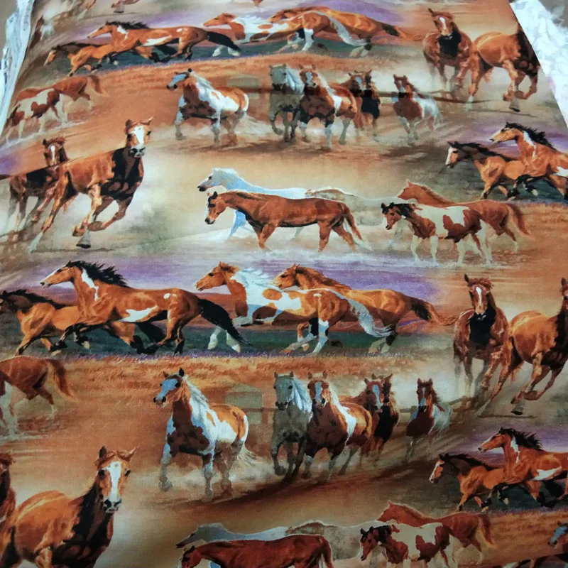 Brand New Design Cute Cartoon Animal Horse Butterfly Printed Cotton Fabric For DIY Sewing Decoration