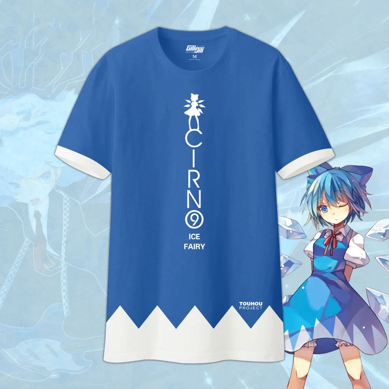 Аниме! Touhou Project Cirno Ice Fairy/футболка для костюмированной вечеринки Летний модный топ