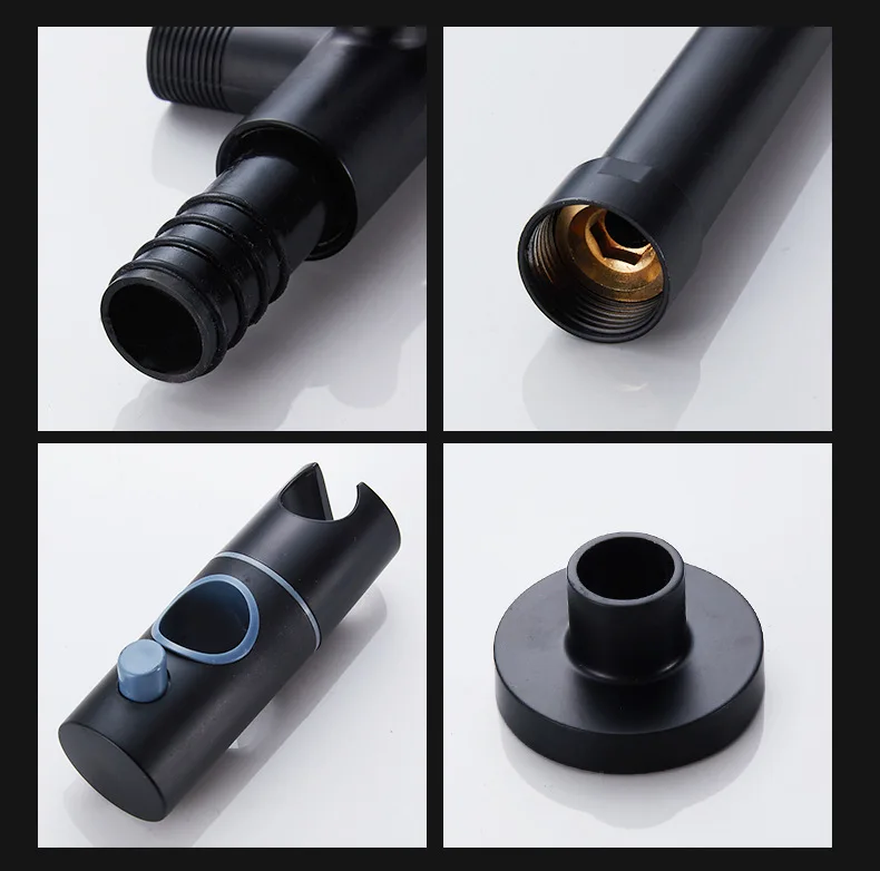 

Senducs Black Shower Set Quality Brass Bathroom Shower System Round Top Shower Black Hose Cheap Price Black Bath Shower Set