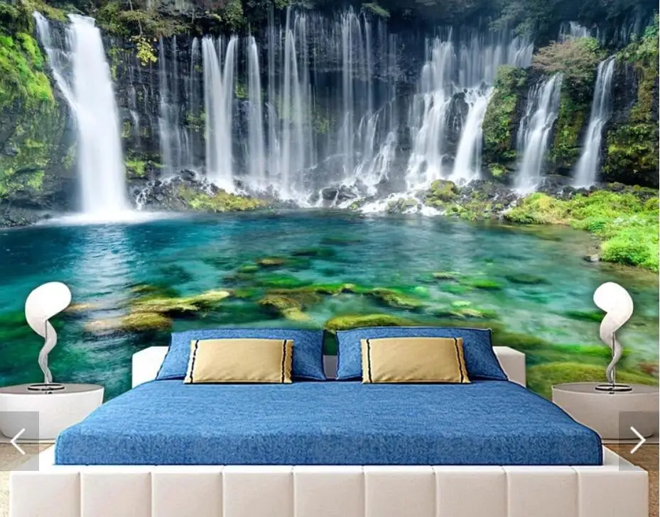 Nature Waterfall Wallpaper Decoration Mural Wall Papers for Walls HD Printed Contact Paper Decor Custom | Обустройство дома