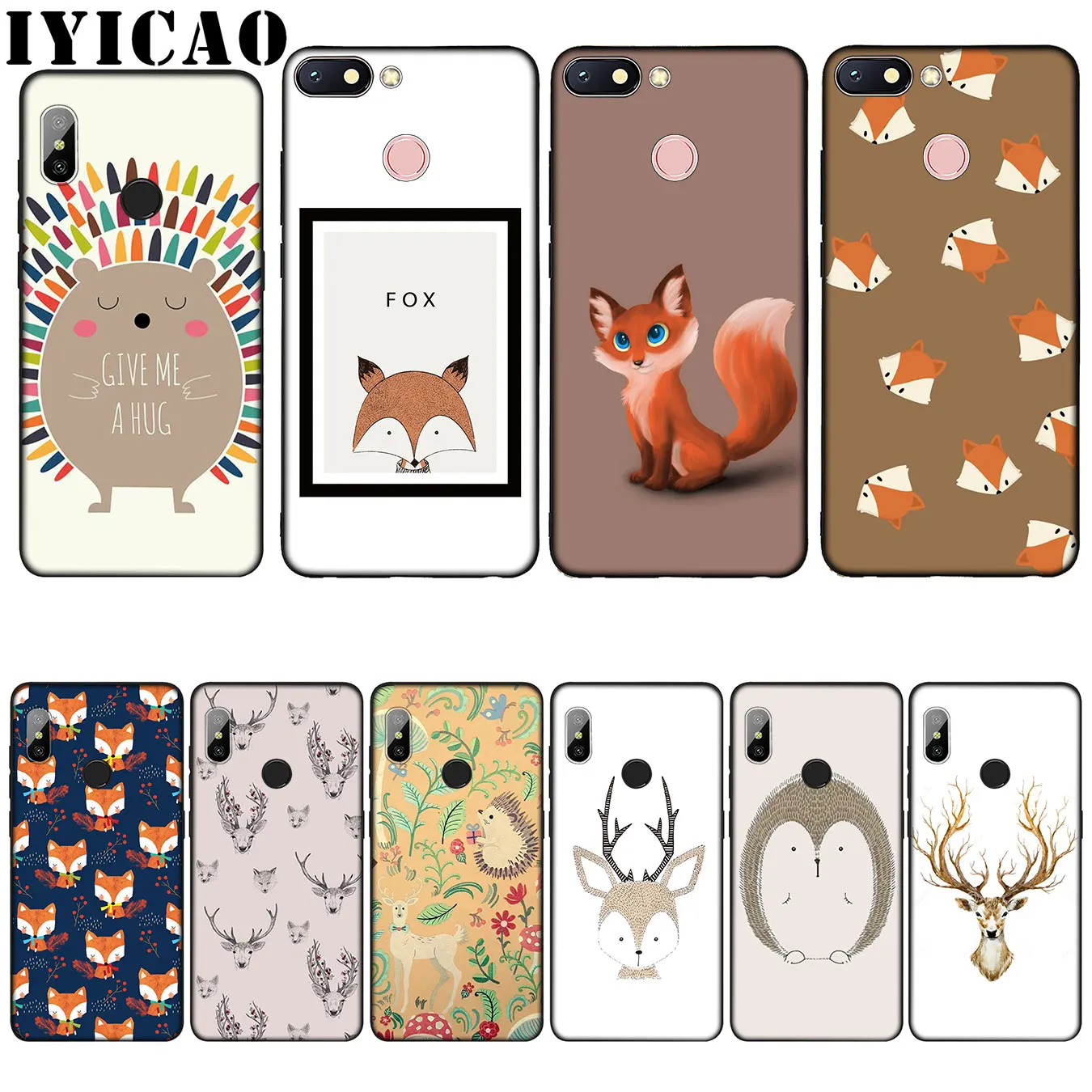 IYICAO Прекрасный олень мультфильм Животные лиса Ежик силиконовый мягкий чехол для