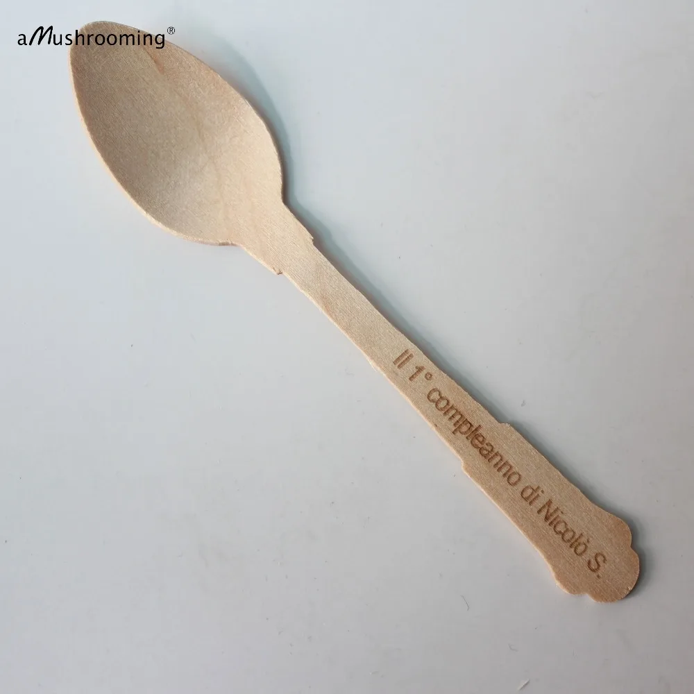 100 персонализированные винтажные кофейные ложки 12 см деревянные Мини в качестве