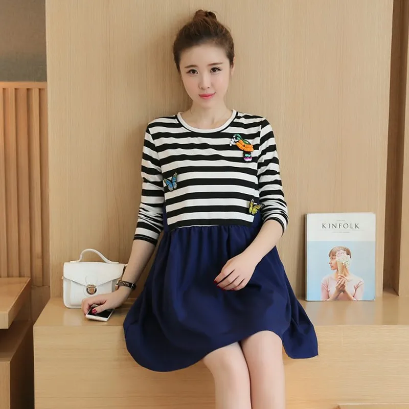 Платье для беременных повседневное хлопковое платье большого размера свободная