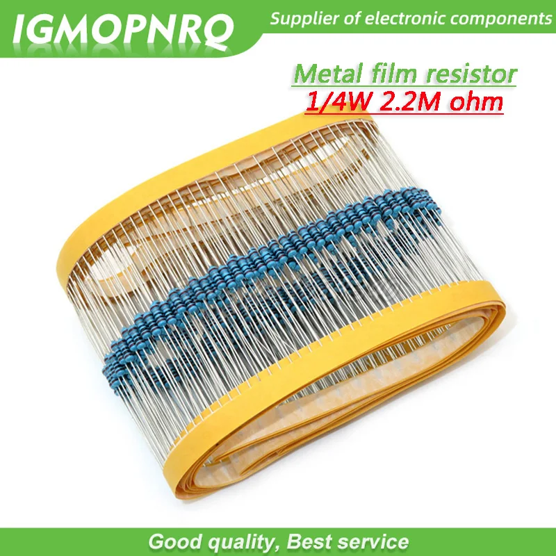 100 шт. металлическая пленка резистор пять цветов Кольцо плетение 1/4 Вт 0 25 1% 2м2 Ом