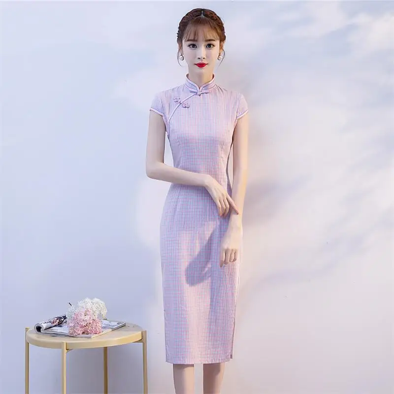 Лидер продаж облегающее платье Ципао с коротким рукавом и принтом размер S-2XL