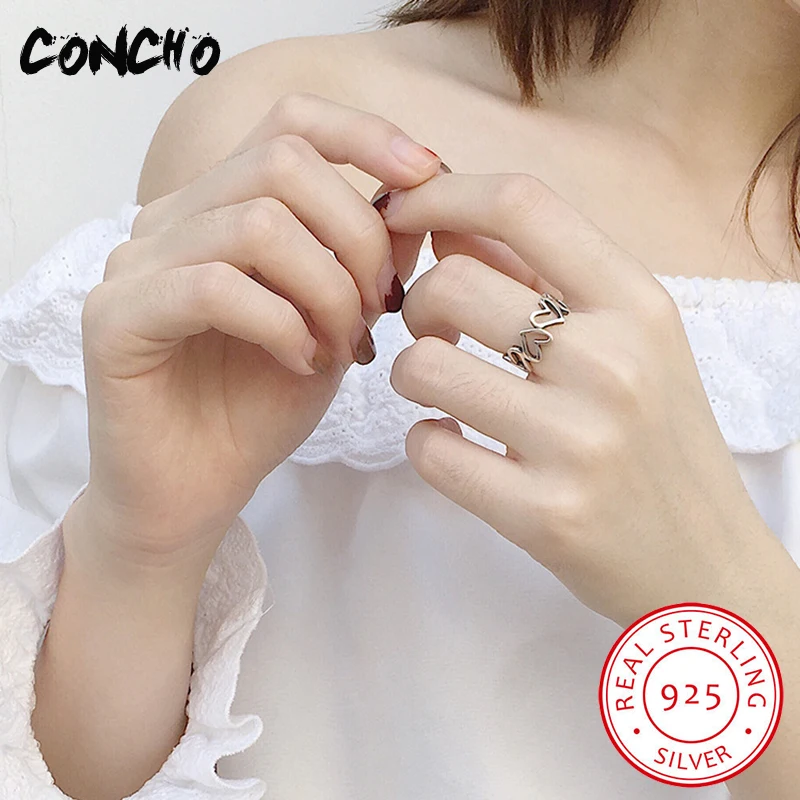 2018 Sale Promotion Bands Party Anel Feminino Concho Jewelry 925 Sterling Heart Open Rings For Women | Украшения и аксессуары