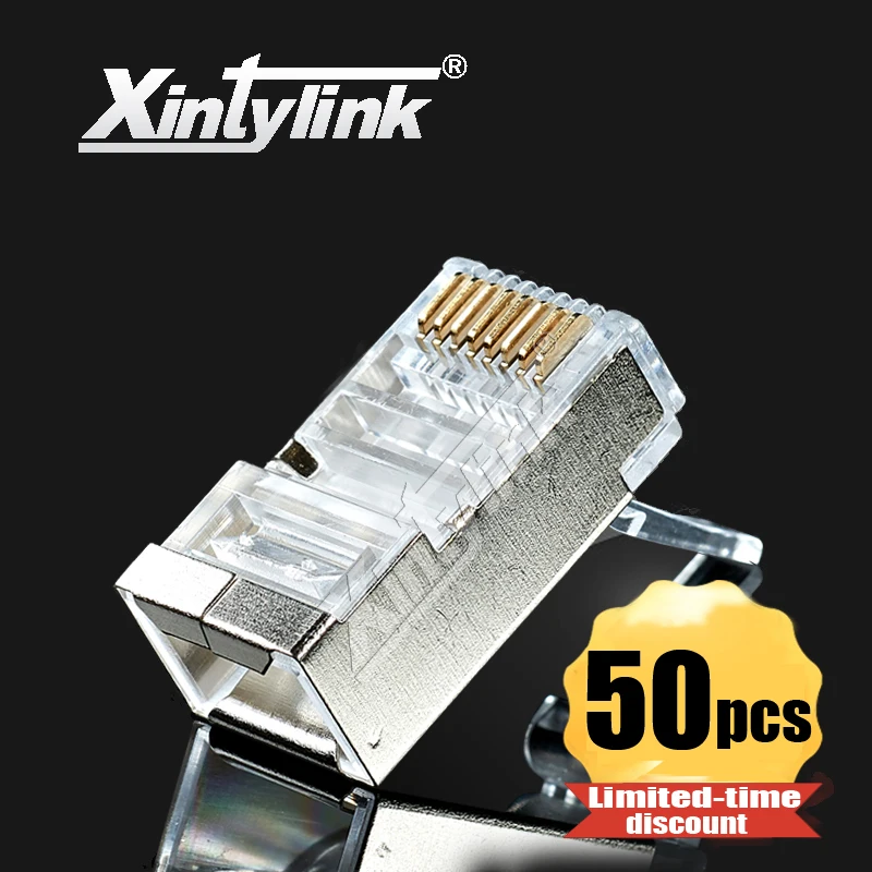 

xintylink rj45 connector ethernet cable plug rj 45 rg45 cat6 conector shielded male network stp cat 6 terminals jack lan 1.2mm