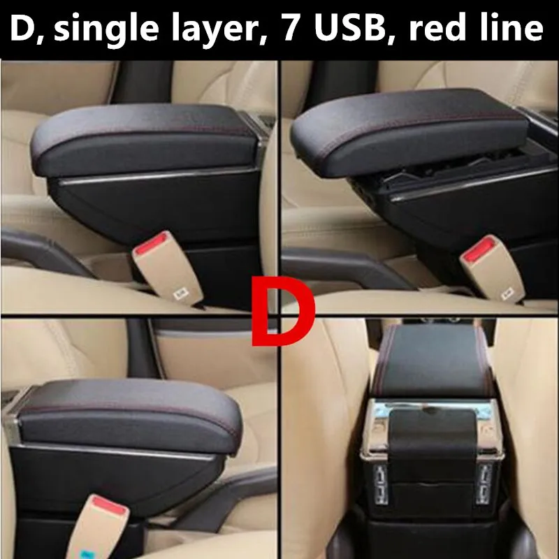 D black red line Автомобильная консоль для hyundai Getz, автомобильный подлокотник, коробка, подлокотник с подстаканником, пепельница, 2005-2008, автомобильные аксессуары, автозапчасти - Название цвета: D black red line