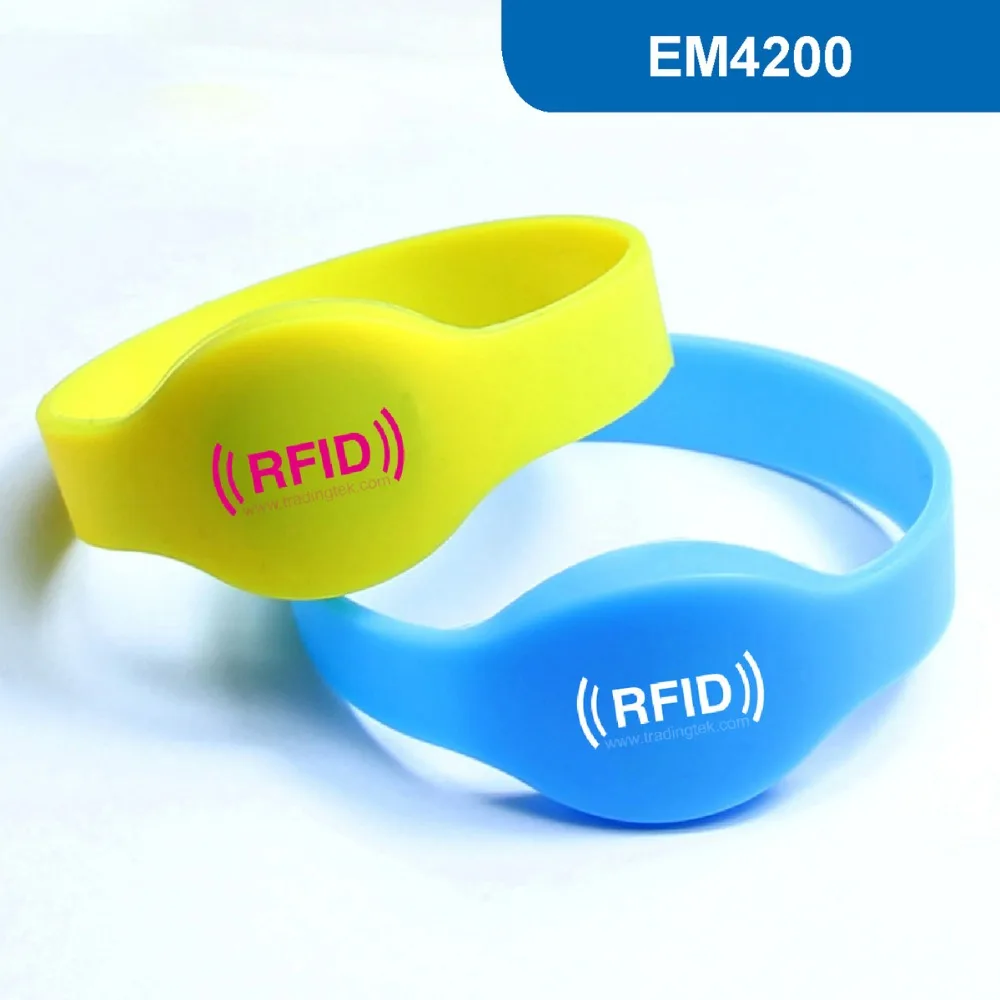 WB01 RFID браслет силиконовый и с идентификационной биркой 125 кГц чипом EM4200