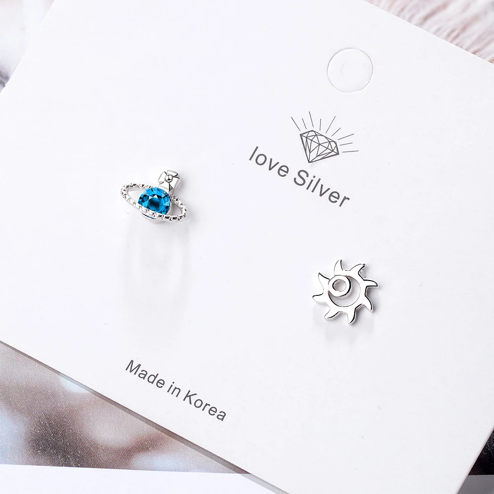 Новые Модные Простые асимметричные серьги-гвоздики из стерлингового серебра 925