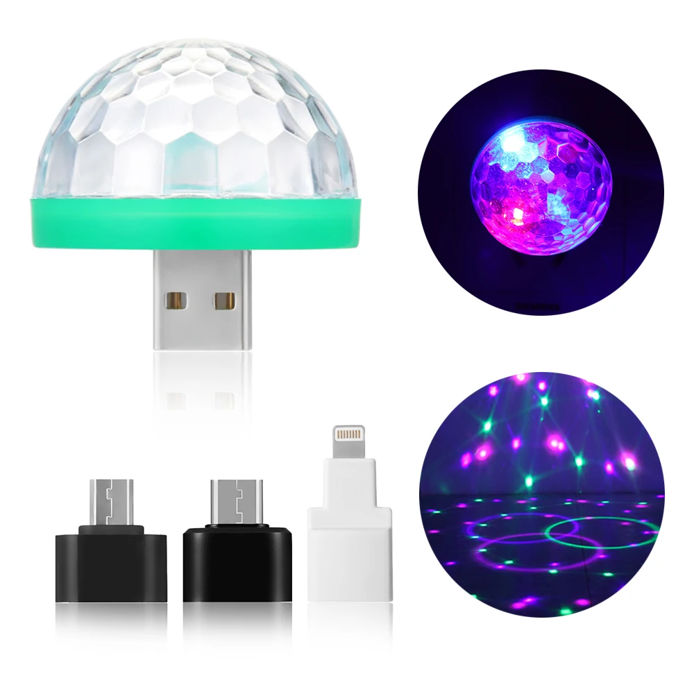 Горячая светодиодная автомобильная USB RGB лампа атмосферный свет DJ мини цветная
