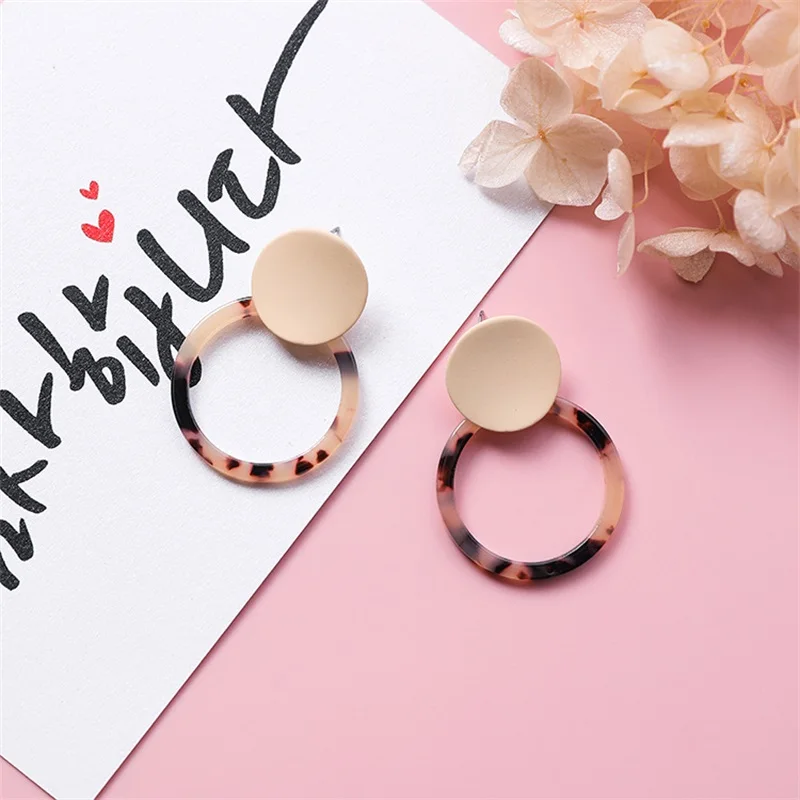 2019 Korean fashion geometric round dangle earrings retro simple temperament acrylic leopard circle women jewelry gifts | Украшения и
