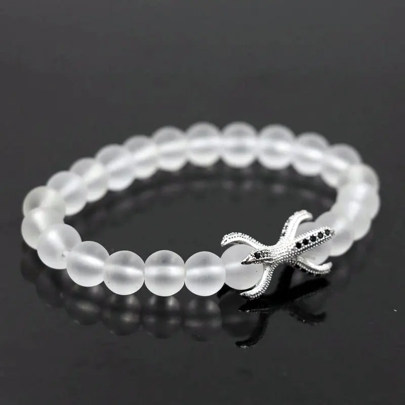 BPPCCR Matte Crystal Clear Beads 8mm Double-sided eagle claw Micro Pave CZ Octopus beaded Men Women luxurious Chakra bracelets | Плетеные