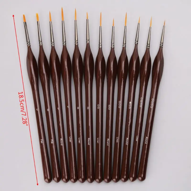

12pcs Miniature Paint Brushes Detail Set For Fine Detailing Rock Painting Acrylic Watercolor Oil Supplies Kit Artist C26