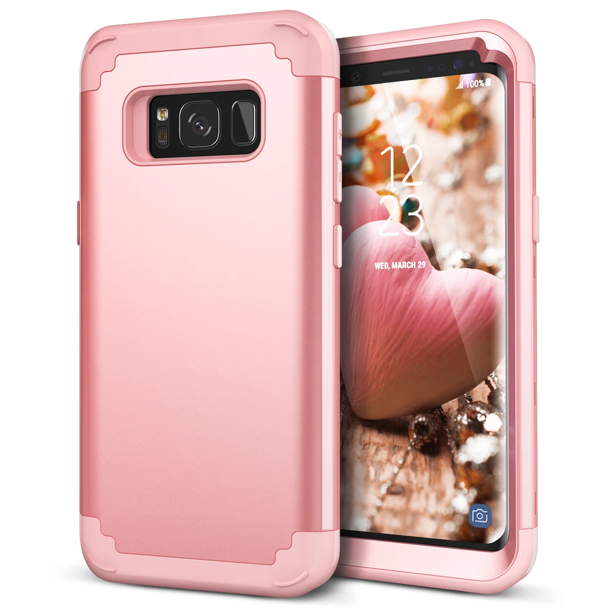 Чехол для телефона s для samsung Galaxy S8 Plus Note8 Чехол Прочный PC+ TPU 3 слоя Гибридный противоударный полный корпус защитный противоударный чехол - Цвет: Rose gold