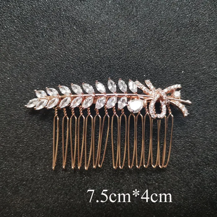 680 Rose Gold SLBRIDAL роскошный модный Шарм Мода зубец Установка кубического циркония свадебные расческа для волос свадебные женские украшения для девочек аксессуары для волос - Окраска металла: 680 Rose Gold