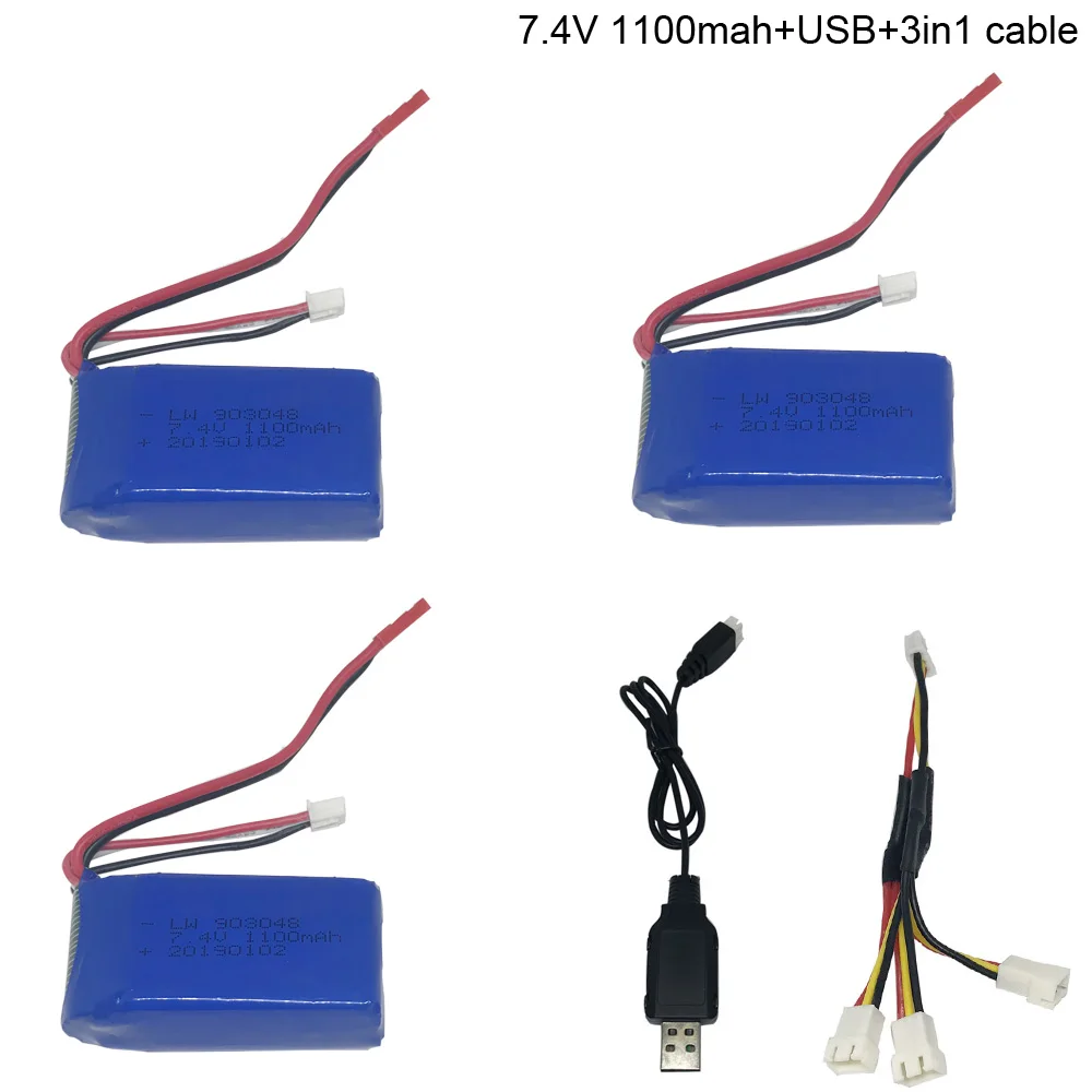 7 4 V 1100mAh Li Po батарея с USB зарядным устройством 3in1cable для WLtoys A949 A959 A969 A979 V912 V913 V353 k929