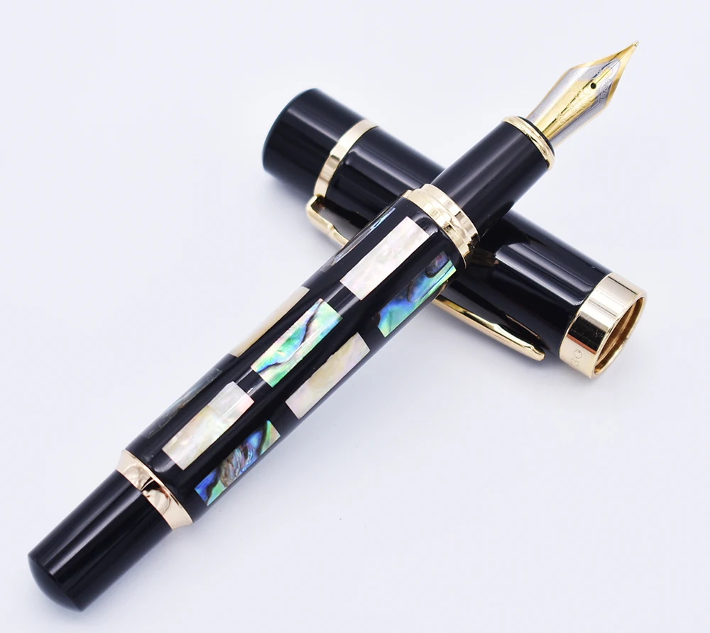 Перьевая ручка Jinhao с ярким жемчугом и зеленым морским узором средний наконечник