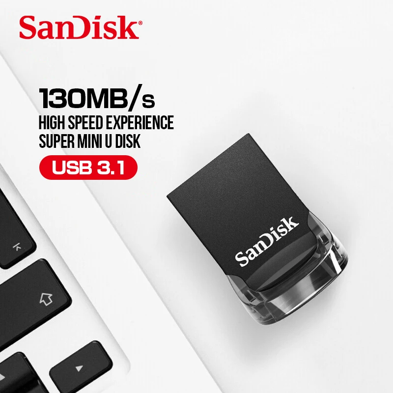 SanDisk Fit USB флеш накопитель 64 ГБ CZ430 16 Гб мини 3 1 до 130 Мб/с Флешка Высокоскоростной 0 32