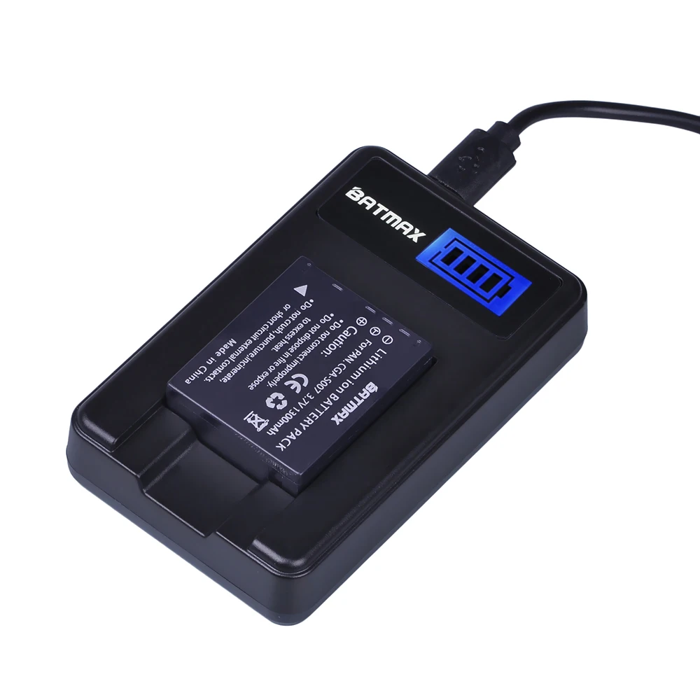 Фото Аккумулятор Batmax 1300 мАч CGA-S007 S007E S007A + зарядное устройство с ЖК-дисплеем для камер Panasonic DMC TZ1 TZ2 TZ3 TZ4 TZ5 TZ50 TZ11 TZ15 №2