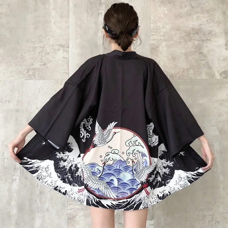Женские топы кимоно кардиган Японская уличная одежда рубашка Harajuku Kawaii верхняя