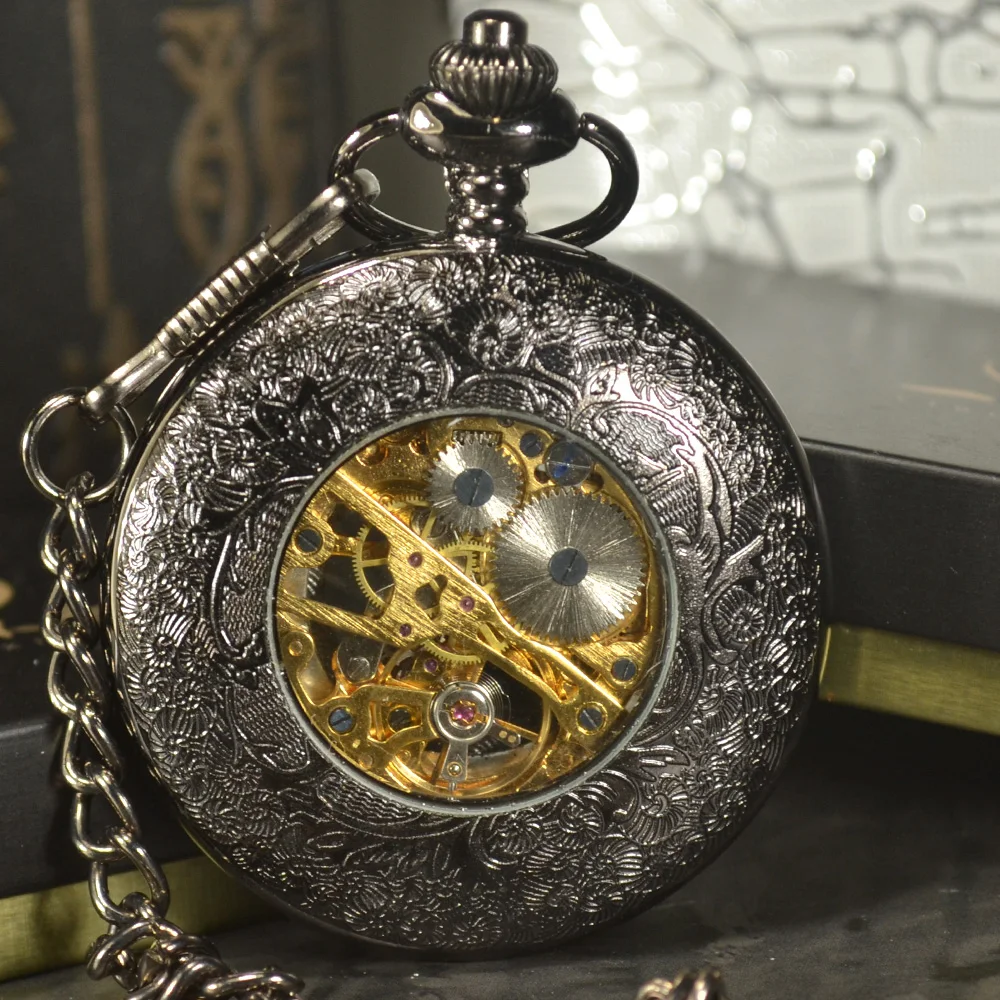 Часы-скелетоны Tiedan в стиле стимпанк бронзовые ретро механические карманные