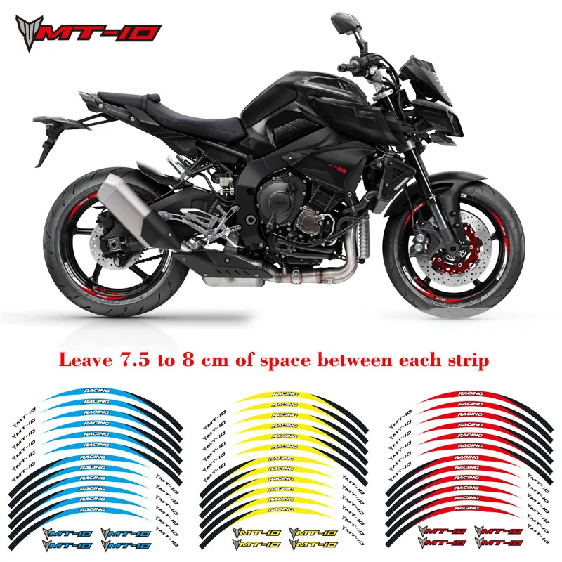 Наклейка для внешнего края переднего и заднего обода мотоцикла высокого качества 17 дюймов с отражающим покрытием и защитой от воды для YAMAHA MT-10.