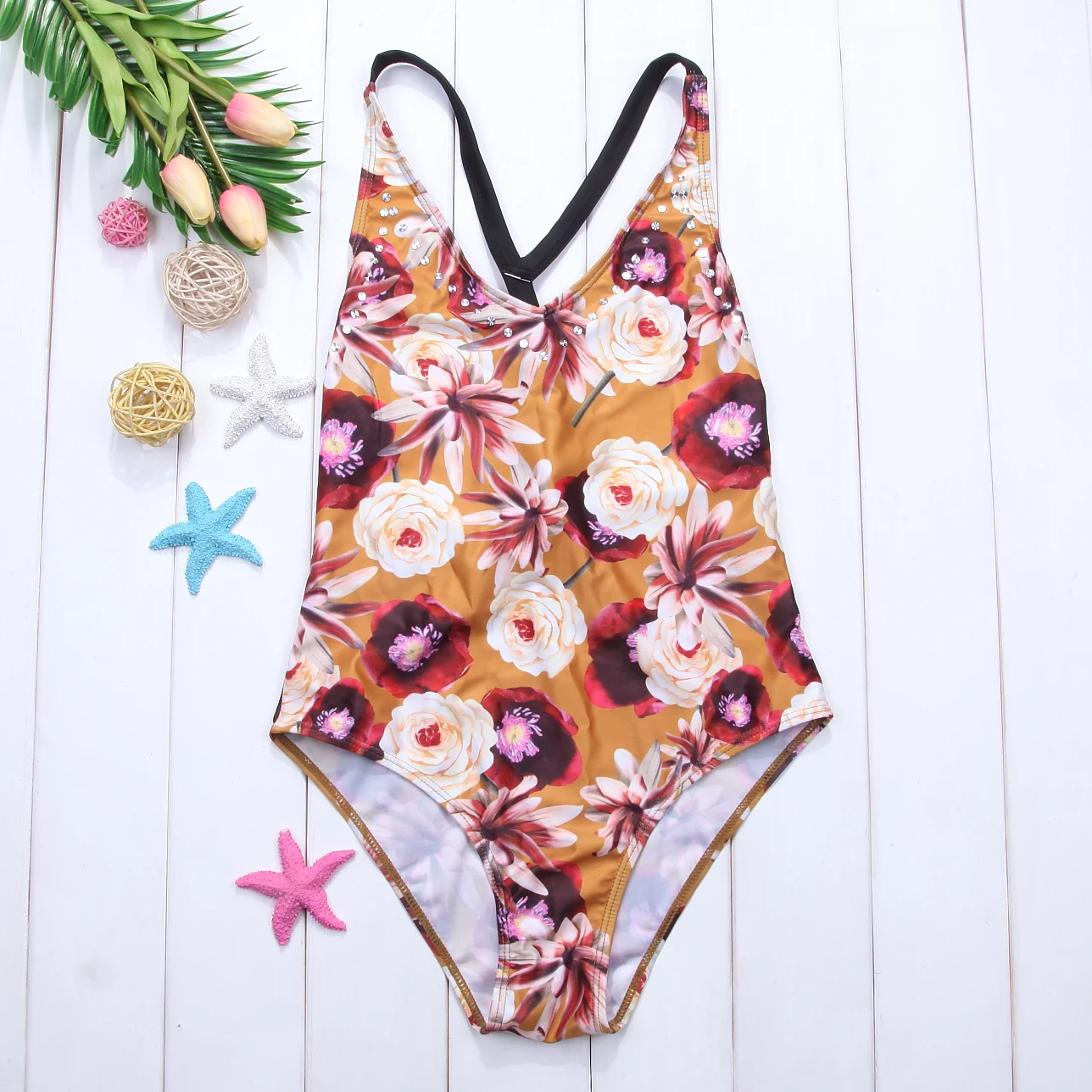 Новинка 2018 Женский цельный купальник сексуальный женский с цветочным принтом