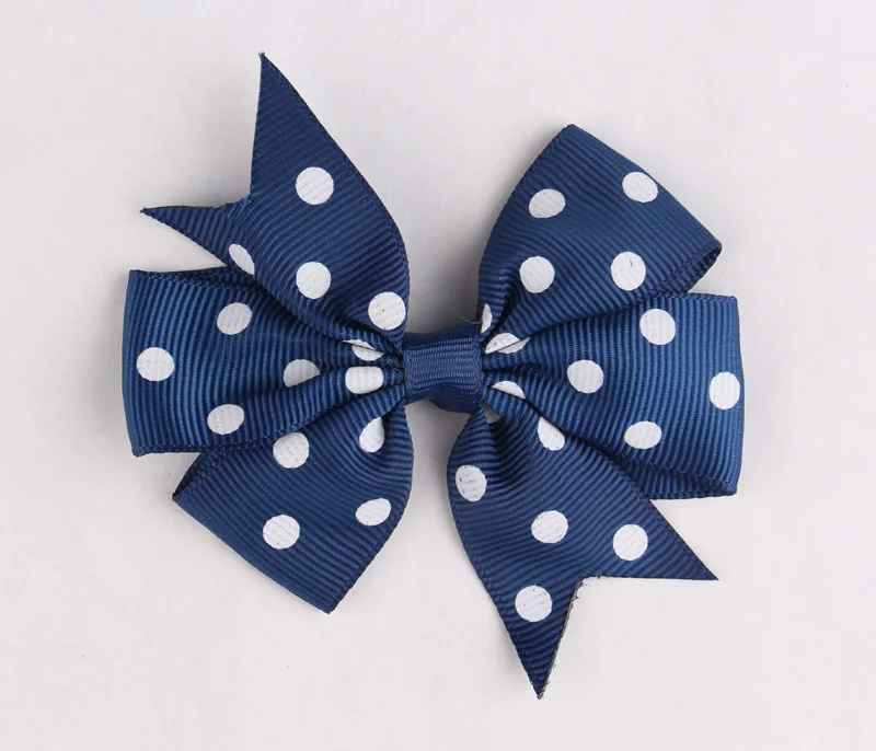 (50pcs/lot)New Design Fabric Flowers Artificial Ribbon Hair Bow Flower Accessories Flatback White Spot For Headbands | Детская одежда и
