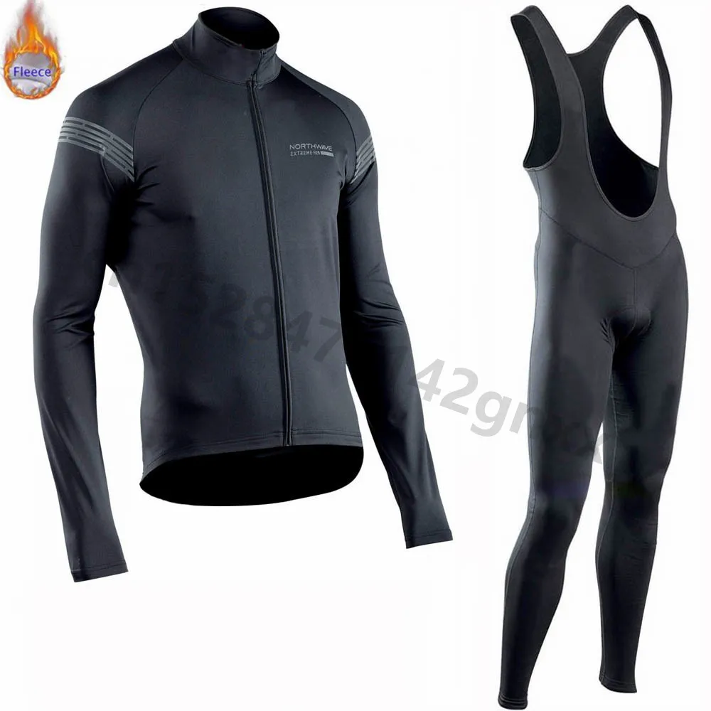 Мужской комплект Джерси с длинным рукавом NW теплая флисовая одежда для триатлона