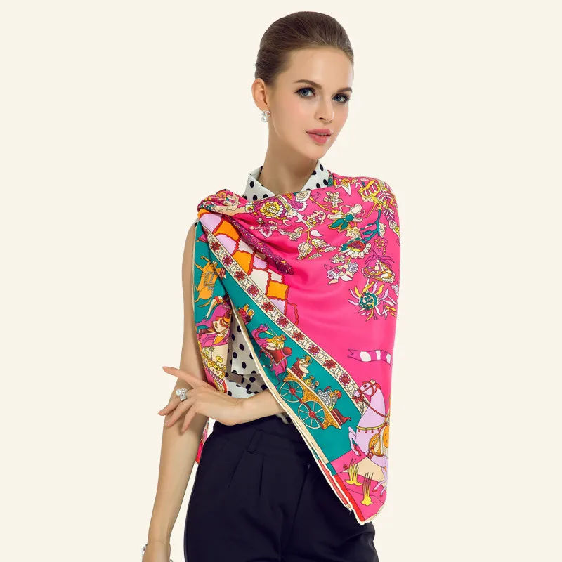 Женский саржевый шелковый шарф Европейский винтажный квадратный тюрбан с