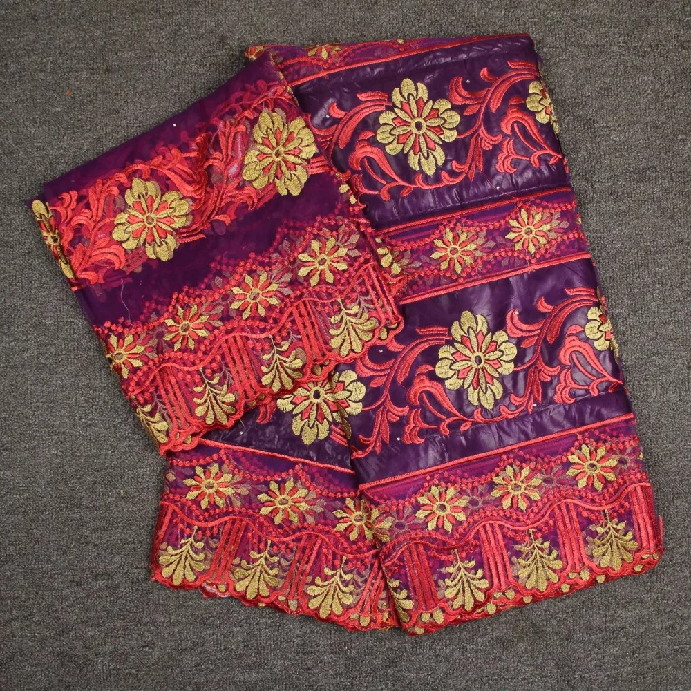 

Bazin riche fabric embroidered 5 yards African net lace fabric 2 yards high quality for cloth hl181106