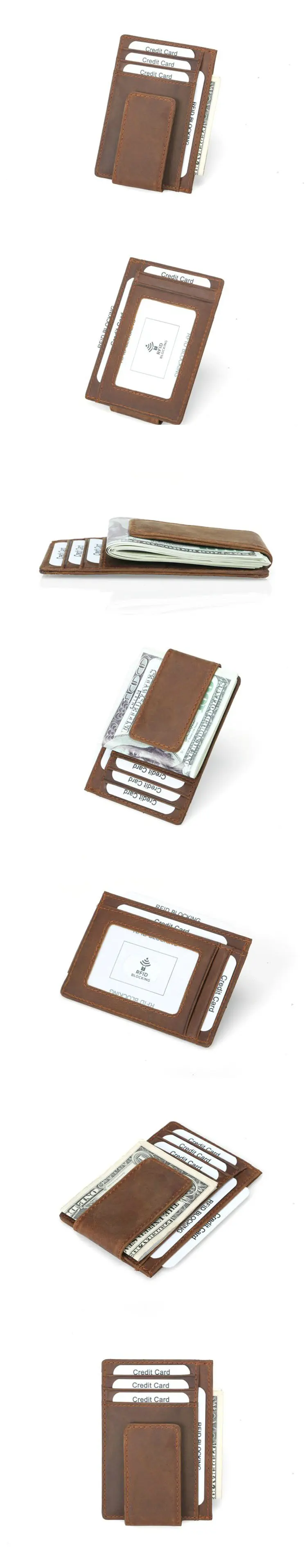 GENODERN натуральная кожа магнитный передний карман зажим для денег кошелек RFID Блокировка Сильный Магнит Тонкий кошелек