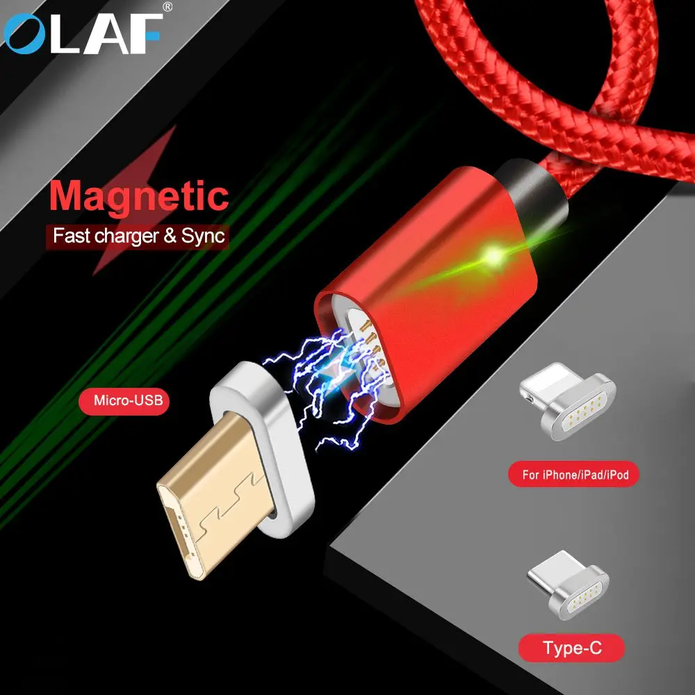 Магнитный кабель OLAF Micro usb type C адаптер для быстрой зарядки телефона Microusb