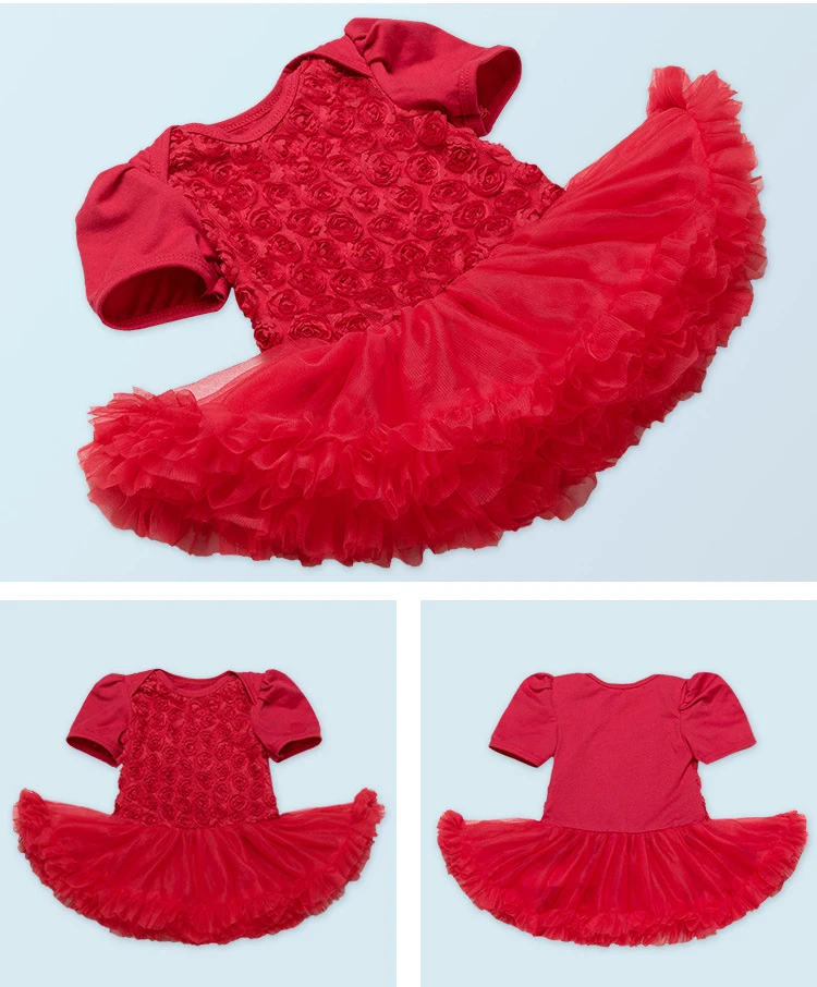 

Reborn baby doll clothes red/pink/purple rose dress short-sleeved fit for 50-55cm baby dolls accessories children gift