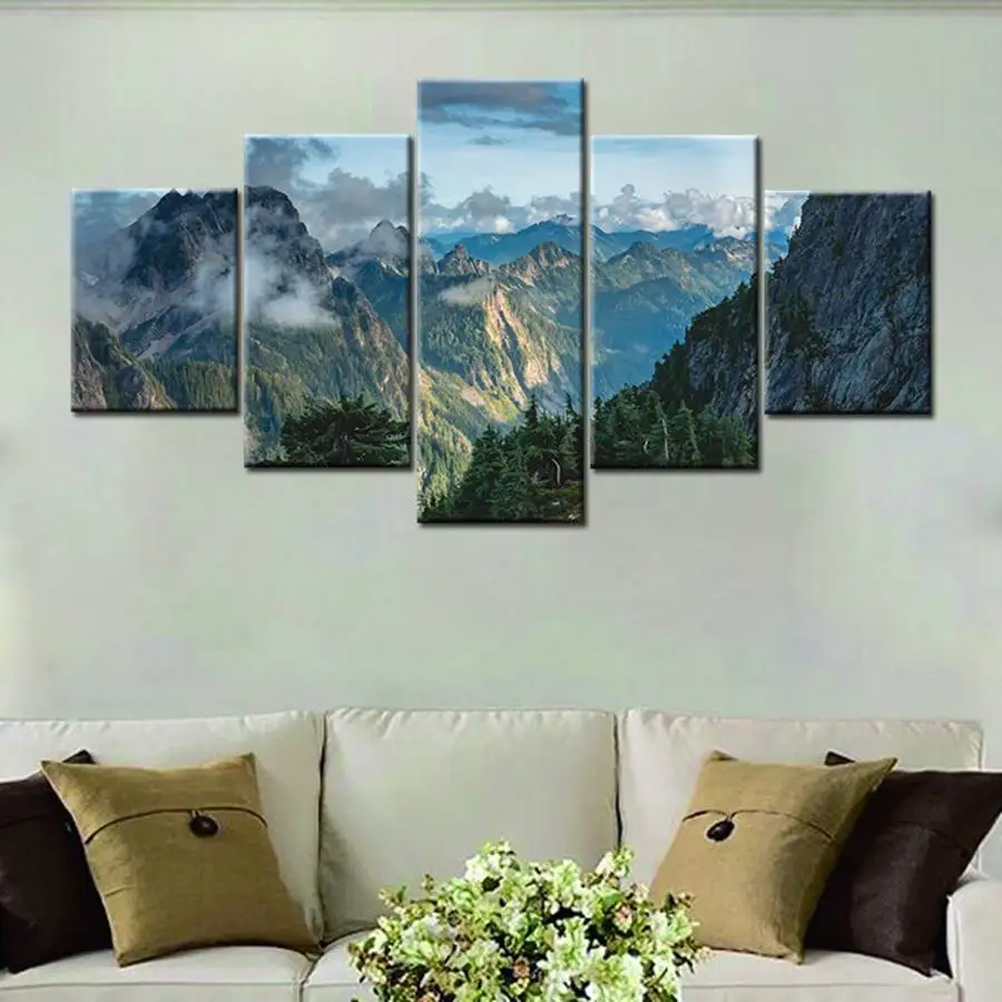 Холст с рисунком пейзажа настенное украшение для спальни изображением гор озера