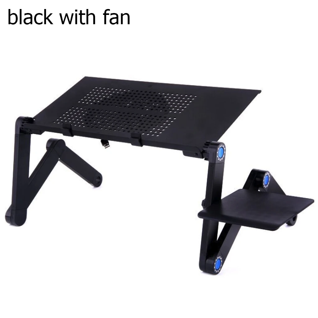 black with fan Подставка для ноутбука, стол, складной регулируемый стол, портативный держатель для ноутбука, кровать, стол, подставка, диван, подставка для ноутбука с вентилятором, коврик для мыши - Цвет: black with fan