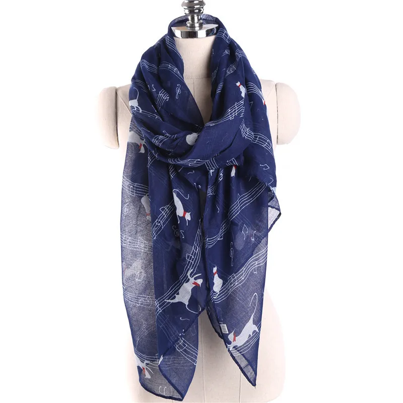 Бесплатная доставка Новый Весна Лето мультфильм музыка нотки Китти Вуаль Шарф