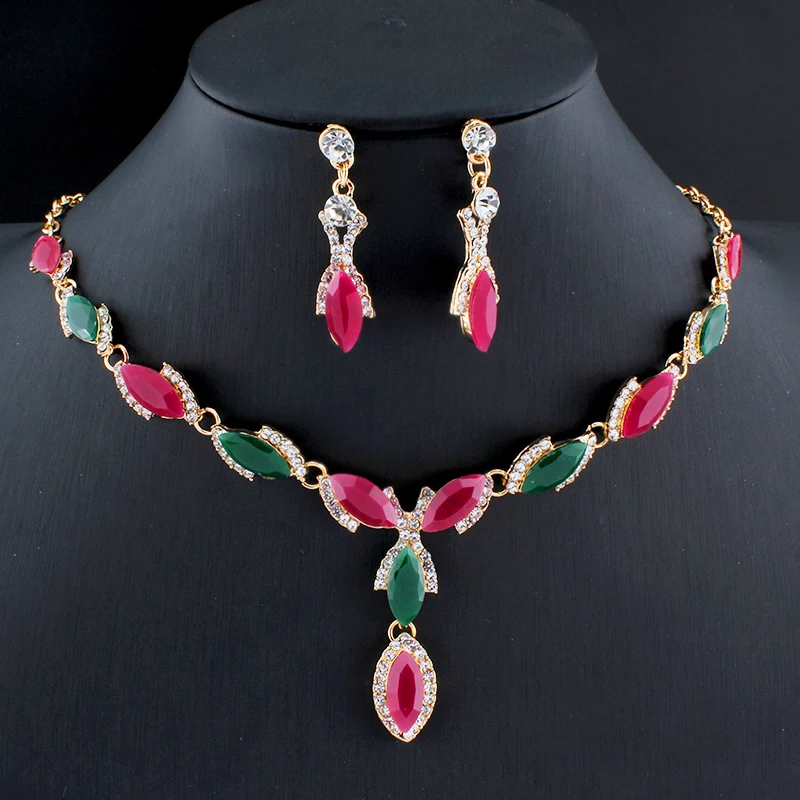 Женский комплект украшений Jiayijiaduo набор из ожерелья и сережек 4 цвета|jewelry sets for