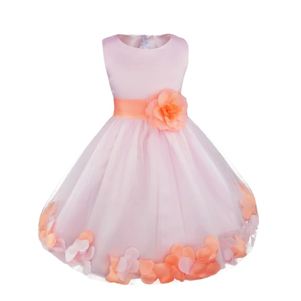 Orange Pink TiaoBug/vestido infantil; Платья с цветочным узором для девочек; элегантное Пышное торжественное платье с цветочным узором для девочек; платья для свадебной вечеринки - Цвет: Orange Pink